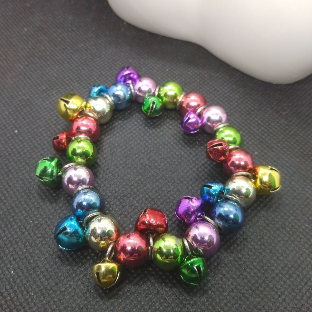 Rainbow jingle bell bracelet festive holidays‎